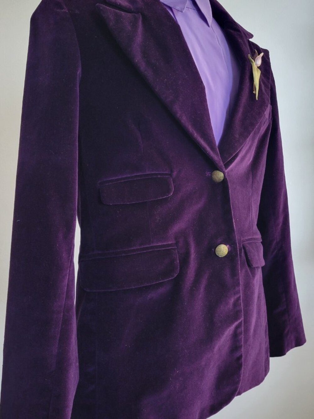 DG2 by Diane Gilman Stretch Velvet Blazer Jacket | Women's Medium | Royal Purple - Picture 9 of 16